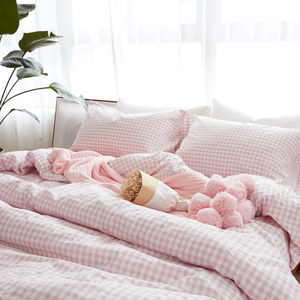 日式简约全棉水洗棉四件套