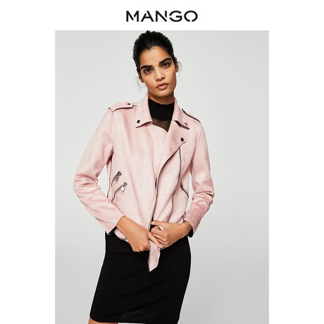 MANGO女装2018春夏拉链半高领短款机车夹克 时尚拉链外套23083034商品大图