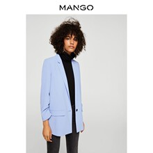 MANGO女装2018春夏褶皱细节袖口一粒扣西服 翻领口袋外套21090512图片