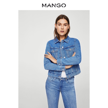 MANGO女装2018春夏中度水洗纽扣牛仔夹克 口袋外套23053593商品大图
