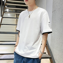 宽松短袖 纯色T恤日系纯棉男士 森馬旗舰店卡賓以純A21hm2019夏新款