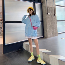杨奶奶 baby蓝小羊装嫩印花连帽卫衣女宽松套头2019秋冬季薄款