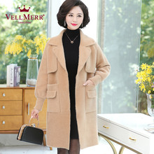 VELLMERR中年韩版仿水貂秋冬大衣中老年女装气质中长款外套xk1009图片