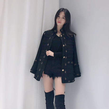 裂唇女装秋2018新款女外套女春秋chic风中长款气质名媛小香风大衣商品大图