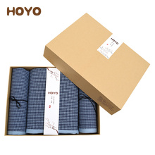 伴手礼团购定制 HOYO日本千鸟格精梳长绒棉毛巾浴巾毛巾礼盒套装