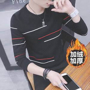 男士毛衣2019新款秋冬季加绒加厚针织打底衫韩版潮流长袖t恤男装