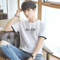 【两件】夏装男士短袖t恤青少年T桖丅纯棉男装夏季中学生潮流衣服