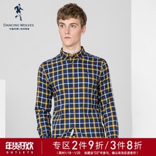 清仓特卖/与狼共舞长袖衬衫青年男士秋季时尚格子潮流衬衣男装DZ