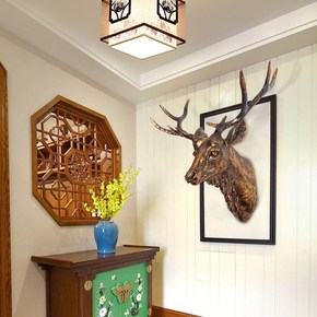 创意墙饰壁饰羊头挂件家居客厅墙上装饰品动物头鹿头树脂壁挂