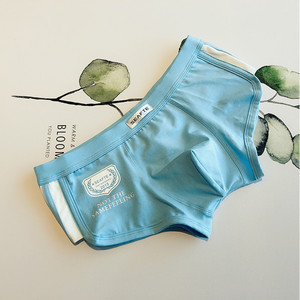 男士内裤包邮潮男低腰全棉平角裤个性简约运动修身徽标四角裤头