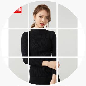 爱依服秋冬新款半高领毛衣女套头短款紧身针织