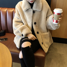 茧型显瘦羊剪绒大衣 复合皮毛一体皮草外套女短款 冬季韩版 2018新款