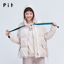 pit女装2018冬季新款韩版短款半高领纯色无袖棉马夹拉链棉衣外套图片
