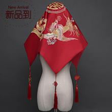 红盖头中式刺绣新娘盖头k纱龙凤呈祥喜帕流苏结婚秀禾服配饰品道