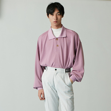 杜海涛同款 粉紫色浅黄色复古宽松POLO衫 MIXSEVEN原创休闲男装