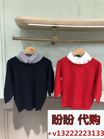 拉夏贝尔国内正品代购Puella2018秋新款20012357衬衫领针织衫毛衣商品大图