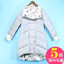 冬装 斜门襟前短后长羽绒服023 中国风印花可立领 当季新款 海系列