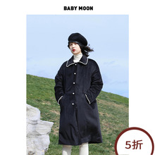 珍珠黑色丝绒大衣外套女冬 自制复古宫廷风中长款 冷月 BABYMOON