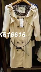专柜正品拉夏贝尔淑女春秋款修身中长款风衣 2J1634201-13商品大图