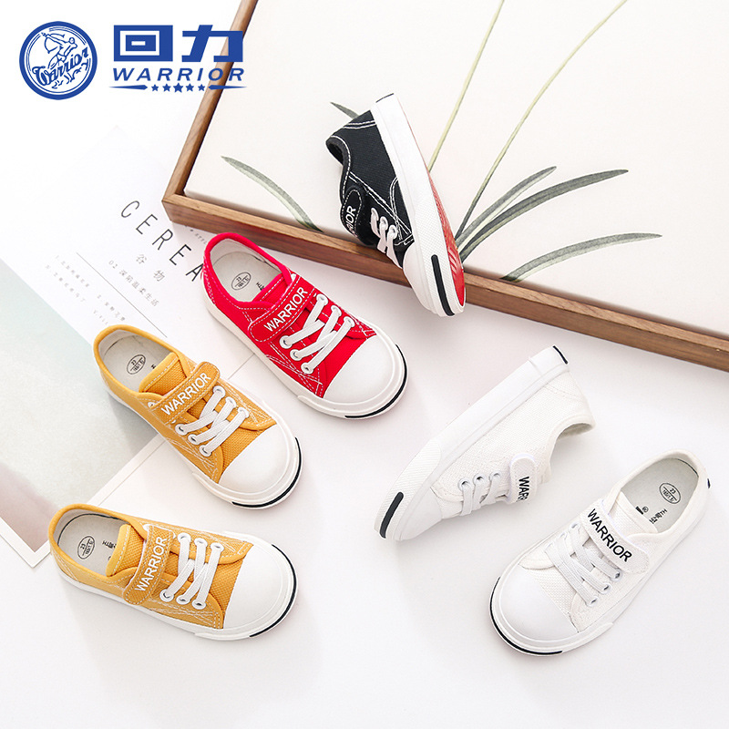 Huili Children's Shoes 2019 Spring New Children's Canvas Shoes Ball Shoes Male and Female Children's Velcro Cloth Shoes Baby White Shoes