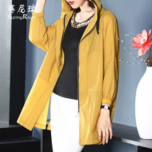 赛尼瑞夏季新款韩版外套2018中长款气质女装时尚百搭连帽防晒衣女图片