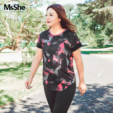 MsShe大码女装2018新款夏装胖妹妹迷彩运动健身瑜伽服 M1820003图片