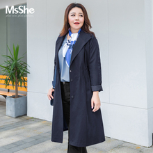 MsShe加大码女装2018新款秋装  翻领插肩袖橡筋收腰风衣M1833063图片