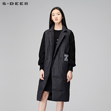 sdeer圣迪奥女装2017冬撞色条纹简约贴布羽绒马甲背心S17481668图片