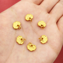 3D硬金999足金24K黄金小祥云吊坠如意锁转运珠手链纯金DIY小配件