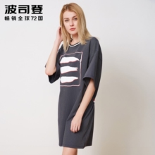 波司登2018新品春夏欧美时尚休闲女士裙子短袖连衣裙B80416142图片