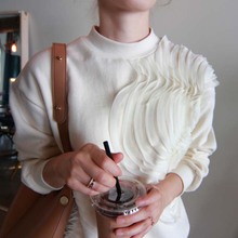 韩国代购 新款 秋冬立体装 女装 饰百搭加绒卫衣L2356