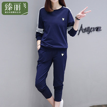 臻丽 2018新款加大遮肚两件套卫衣大码女秋装胖妹妹套装减龄显瘦图片