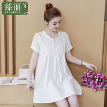 臻丽 胖妹妹夏季2018新款大码女装宽松显瘦条纹连衣裙女中长款图片