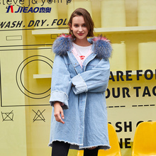 杰奥羽绒服女2018新款 中长款大毛领冬季轻薄可拆卸内胆女薄图片