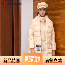 杰奥2018新款羽绒服女长款立领围巾设计时尚个性图片