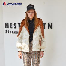 杰奥羽绒服女2018新款个性红领巾装饰不规则线条1320226图片