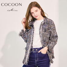 miss COCOON2018秋装新品女装时尚小香风粗花呢圆领百搭外套图片