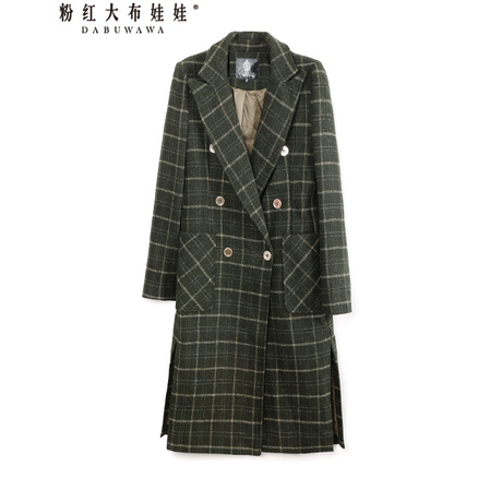 粉红大布娃娃西装领修身中长大衣商品大图