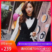 粉红大布娃娃2018新款韩版气质时尚淑女小翻领长袖白色衬衫上衣图片