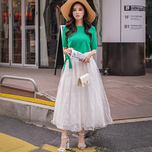 半身裙女粉红大布娃娃  新春装韩版时尚蕾丝百搭蓬蓬半身长裙女图片