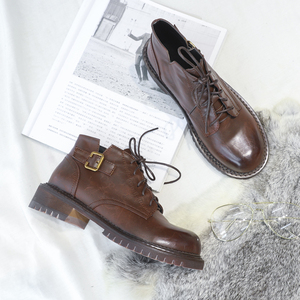 新款英伦圆头系带短靴