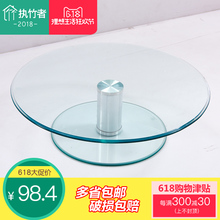 包邮 双层玻璃转盘圆桌钢化玻璃桌面家用酒店加高餐桌转盘钢化玻璃