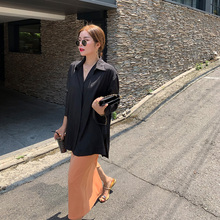 黑色宽松显瘦蝙蝠袖 衬衫 夏季防晒薄款 女神姜安妮2019年早秋新款