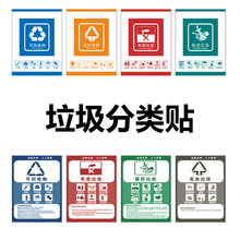 上海生活垃圾分类标识贴纸垃圾桶家用干湿垃圾投放指南宣传防水贴