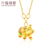 六福珠宝珐琅工艺3D足金吊坠套链吸水象黄金项链计价L37TBGN0001