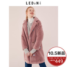 乐町2018秋冬新款毛毛绣花外套chic皮毛一体外套女中长款皮草大衣图片