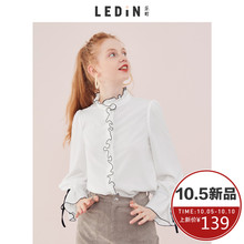 乐町衬衫女白色2018秋季新款女装复古设计感chic上衣港味长袖韩范图片