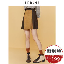乐町ins超火复古时尚潮流怪味少女2018年秋冬新款拼色拉链短半裙图片