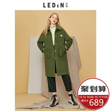 乐町毛呢大衣2018秋季新款女装可爱个性口袋呢子外套过膝中长款图片