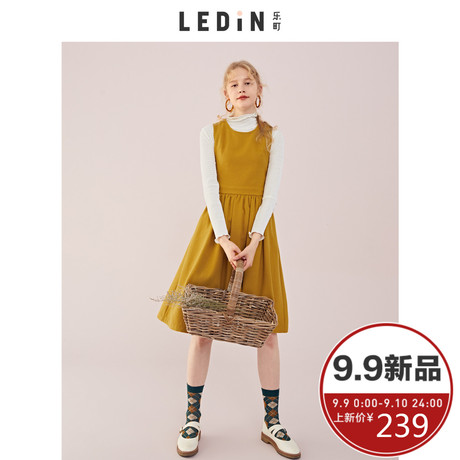 乐町2018秋装新款女复古收腰连衣裙无袖韩版气质ins超火的A字裙潮商品大图